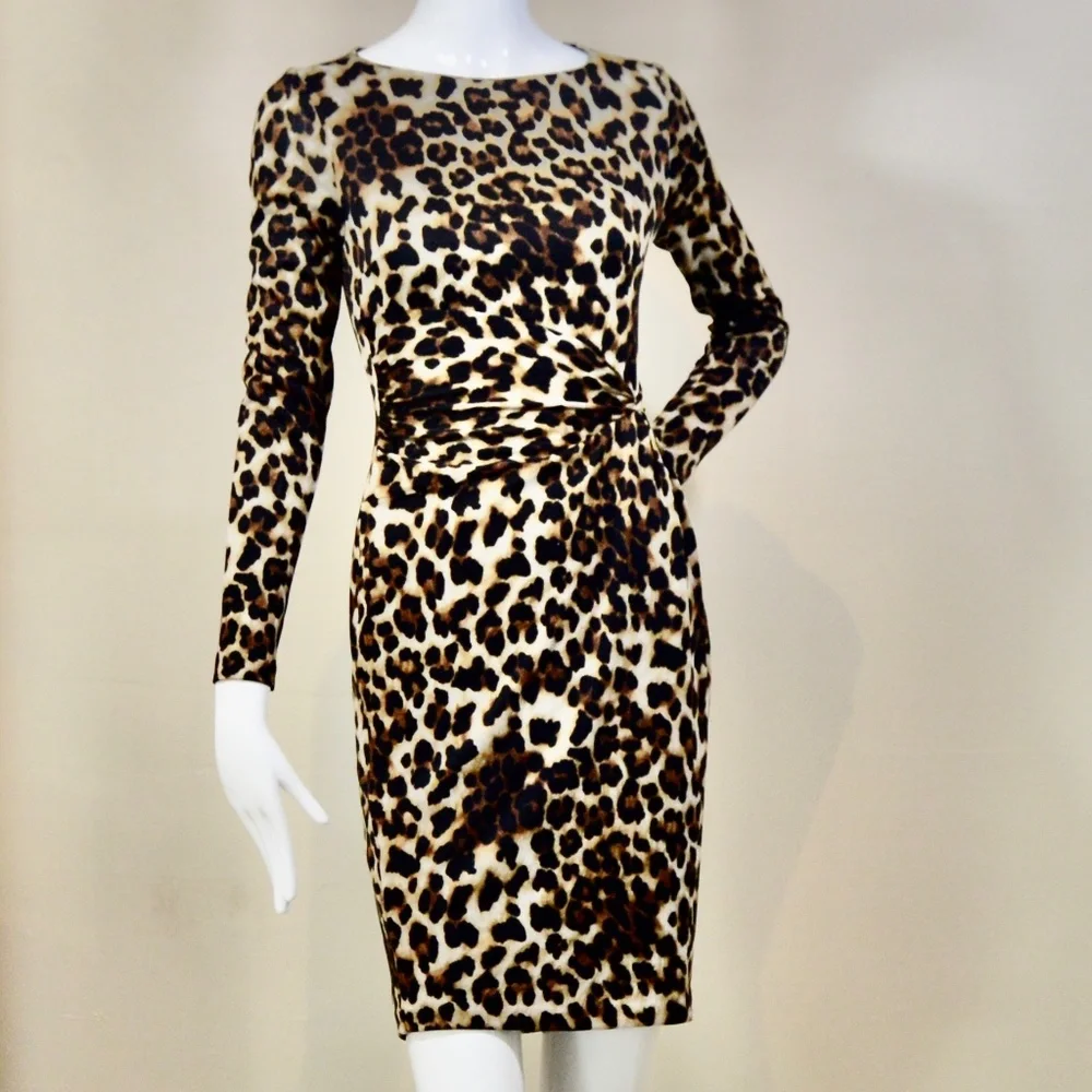 Leopard Print Mini Night Out Dress by Carmen Marc Valvo.Made in US